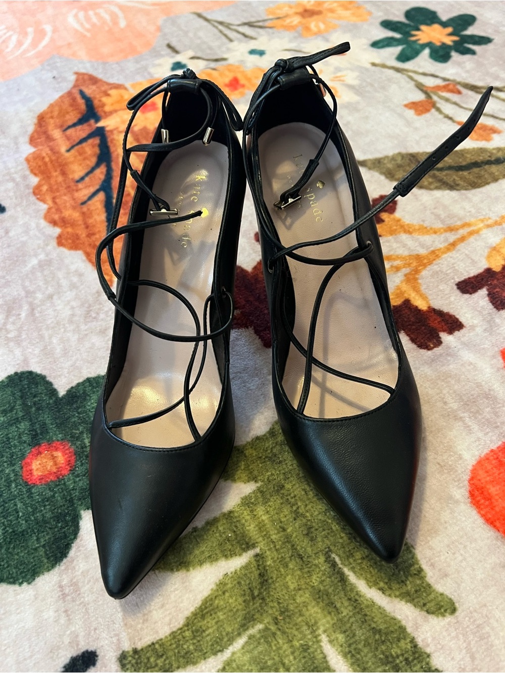 NEW Kate Spade Black Leather Strappy Heels - Made in Italy
